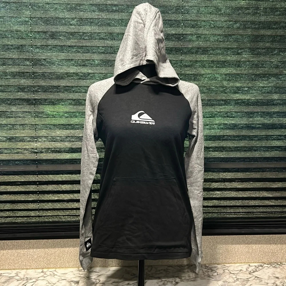 Quiksilver Boys Buxton Raglan‎ Youth Crew Neck Knit Hooded LS Shirt Large NWT